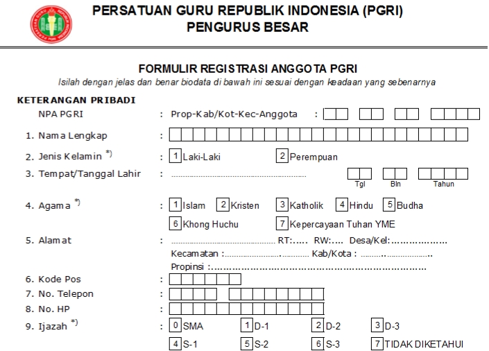 Pendaftaran PGRI Sumatera Barat - Persatuan Guru Republik Indonesia Cabang Kabupaten Sumatera Barat